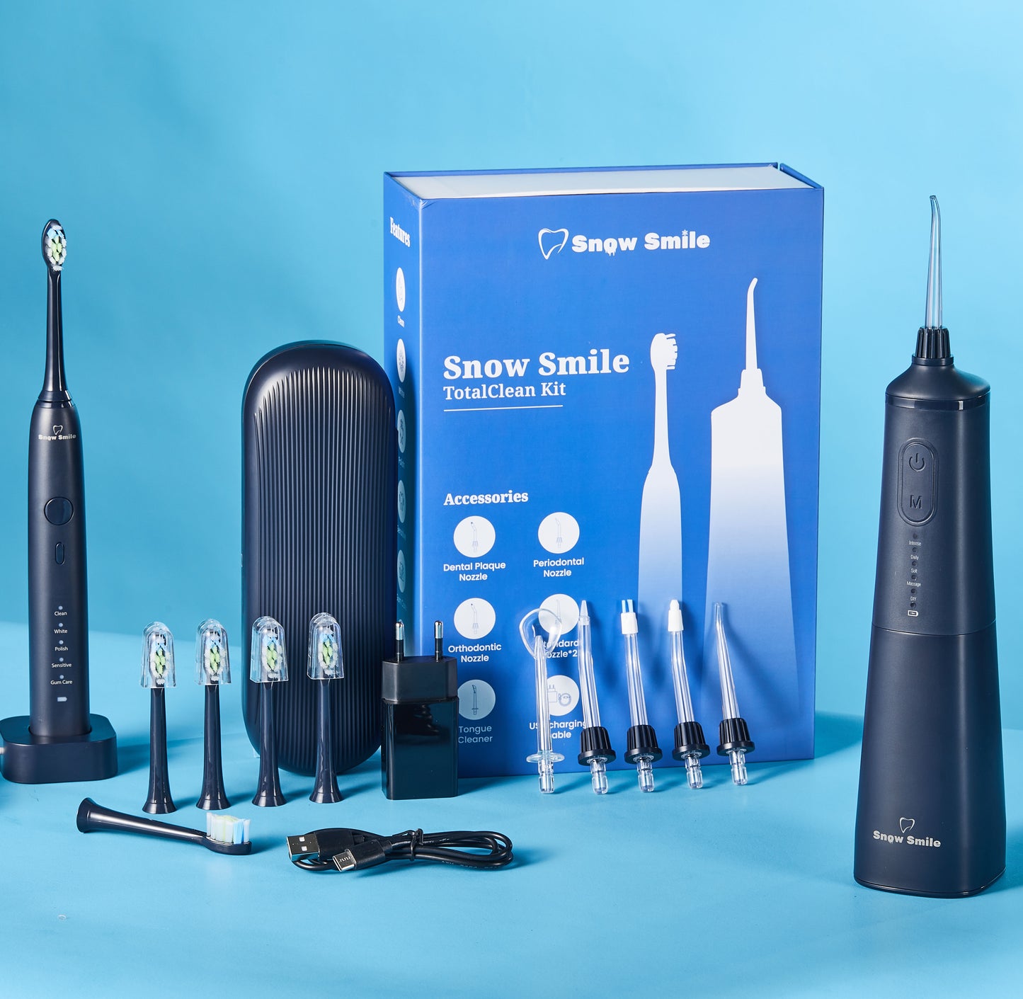 Snow Smile® Sonic elektrisk tannbørste og vannflosser – kombinert sett
